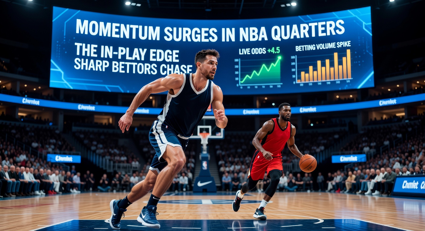 Live NBA betting interface displaying quarter odds shifting during a momentum run
